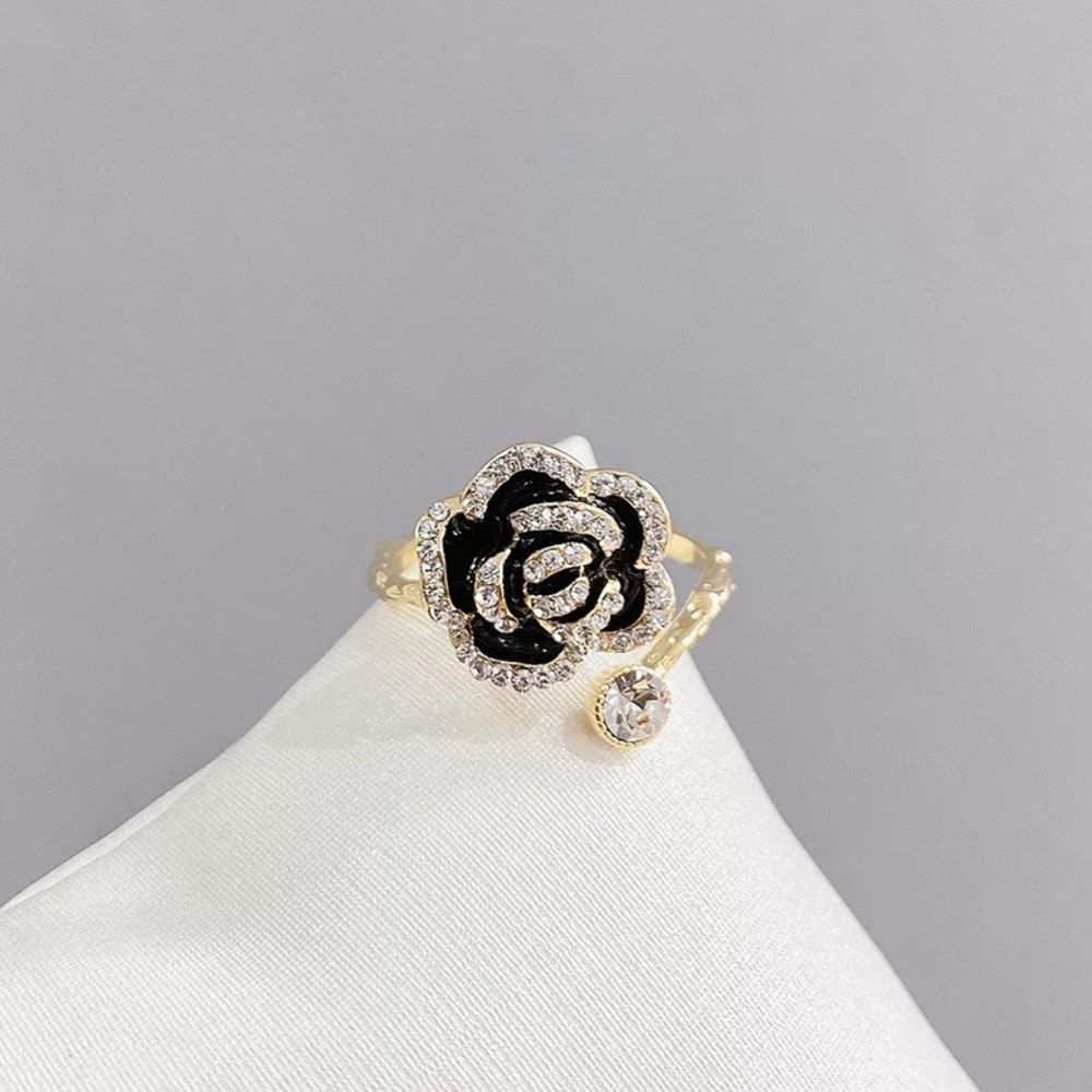 !NEW Gold Onyx Ring | Micropave Open Size Band Ring - Picture 14 of 16